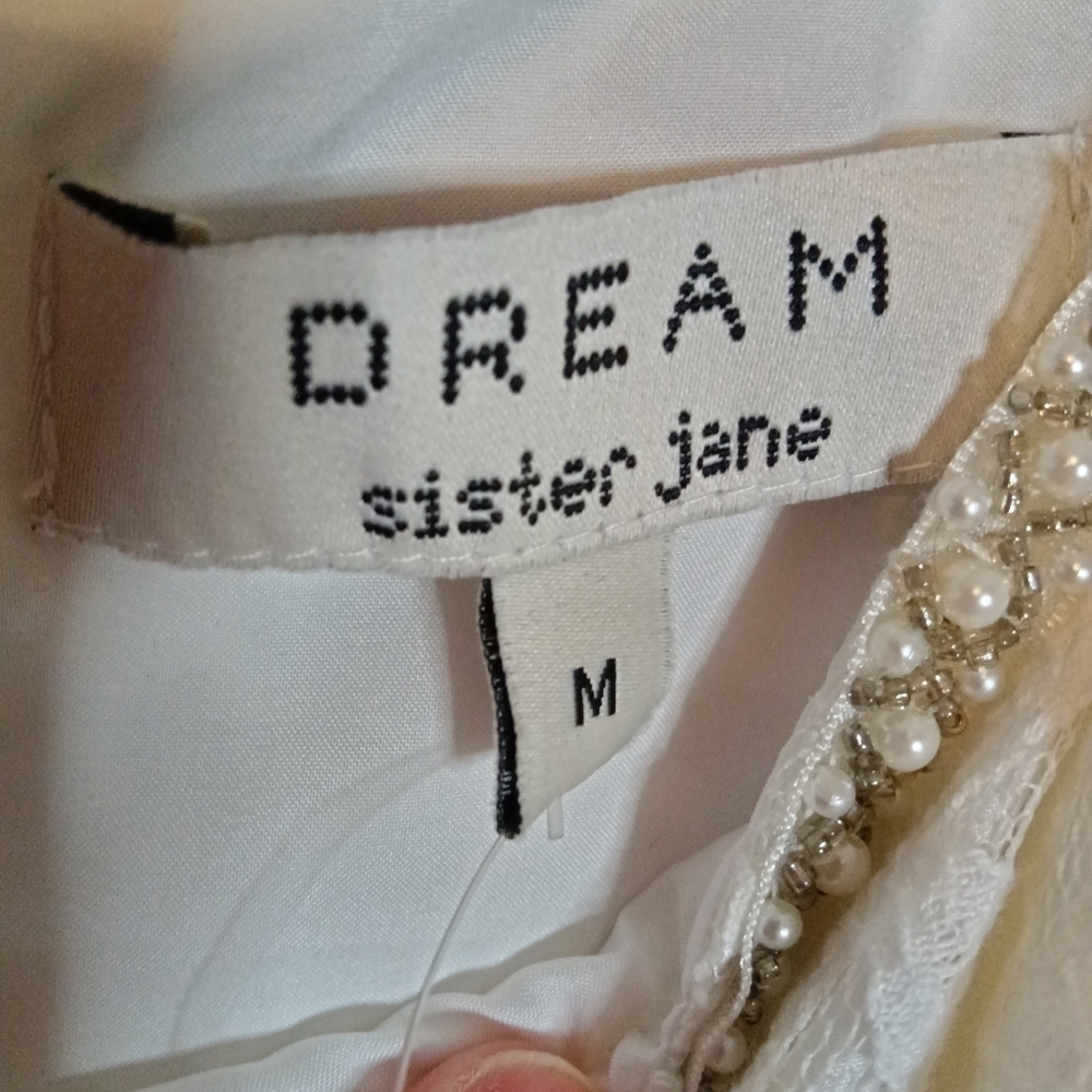 Sister Jane Sofia Lace Midi Dress Ivory Pearl Trim Size 6 - Picture 9 of 16